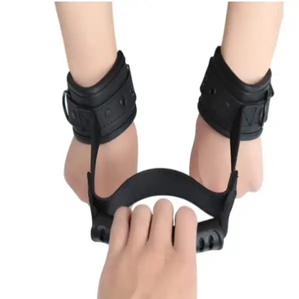 PU Leather Handcuffs With Traction Handle Fetish For Woman Couples - Product Gallery View 3 | act wellness