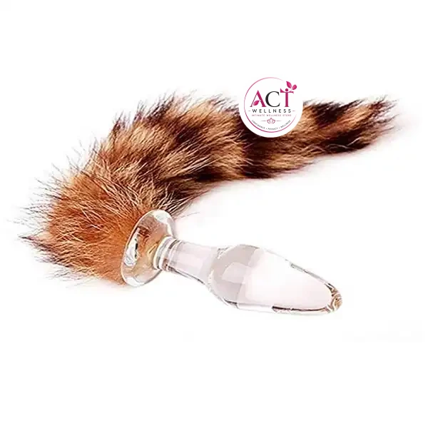 Raccoon Tail Glass Anal Plug Massager - Product Gallery View 4 | act wellness