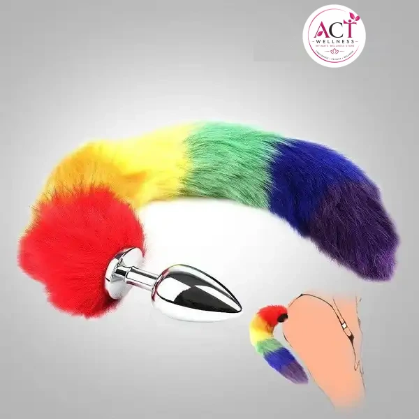 Rainbow Fox Tail Stainless Steel Anal Plug - Buy Online in India | act wellness - view 1