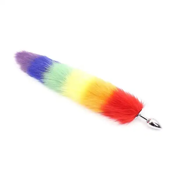 Rainbow Fox Tail Stainless Steel Anal Plug - Product Gallery View 4 | act wellness