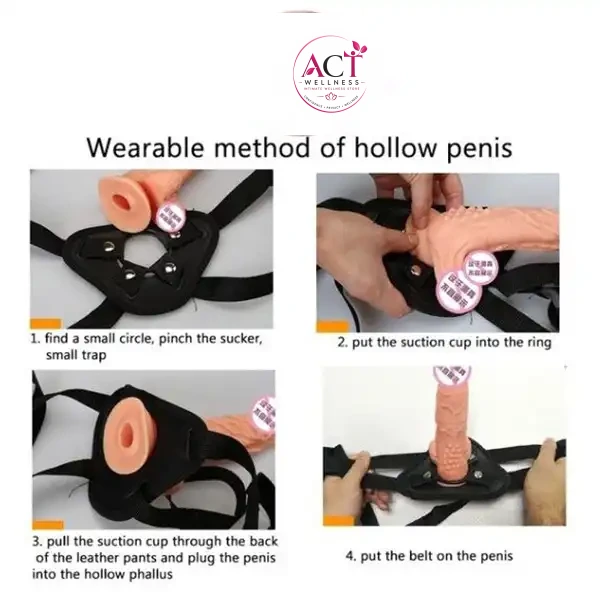 Realistic Harness Hollow Strap on Dildo - Product Gallery View 3 | act wellness