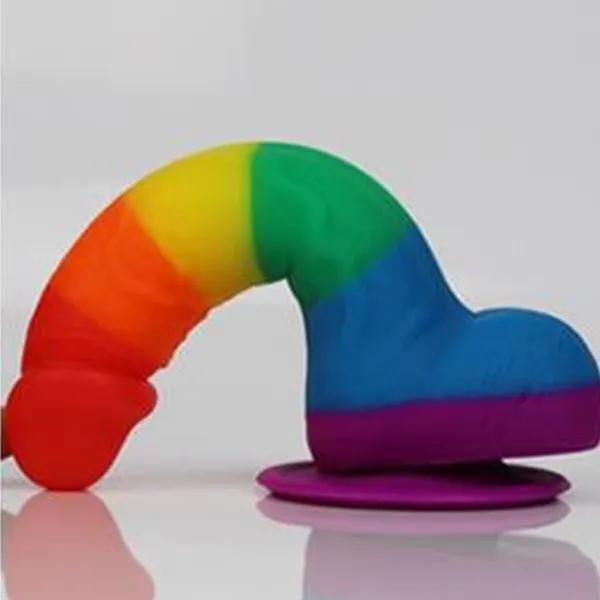 Realistic Rainbow Dildo with Suction Cup - Product Gallery View 4 | act wellness