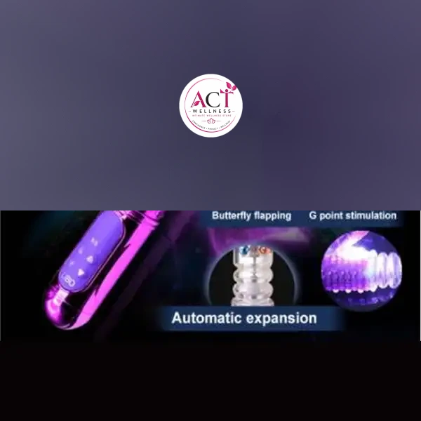 Rechargeable Butterfly Rabbit Vibrator with Rotating & Thrusting Beads - Product Gallery View 2 | act wellness