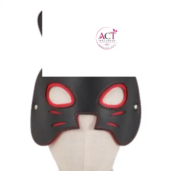 Red & Black Cat Mask For BDSM Play - Product Gallery View 2 | act wellness