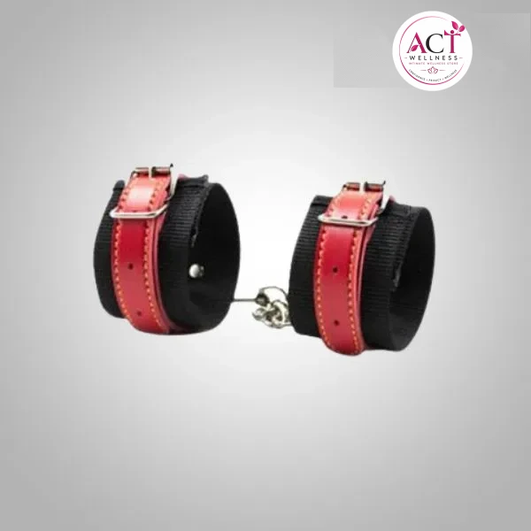 Red/Black Nylon Bondage Wrist Cuffs - Buy Online in India | act wellness - view 1