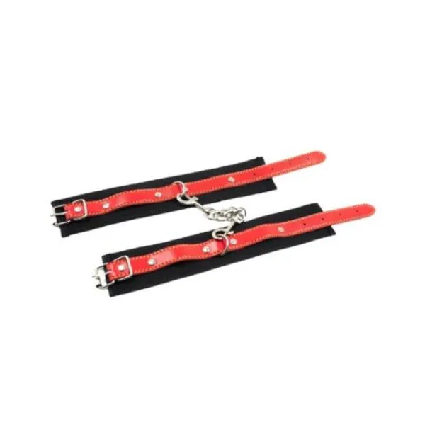 Red/Black Nylon Bondage Wrist Cuffs - Product Gallery View 2 | act wellness
