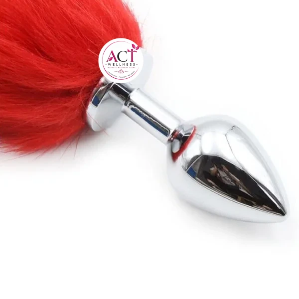 Red Fox Tail Stainless Steel Anal Plug - Product Gallery View 3 | act wellness