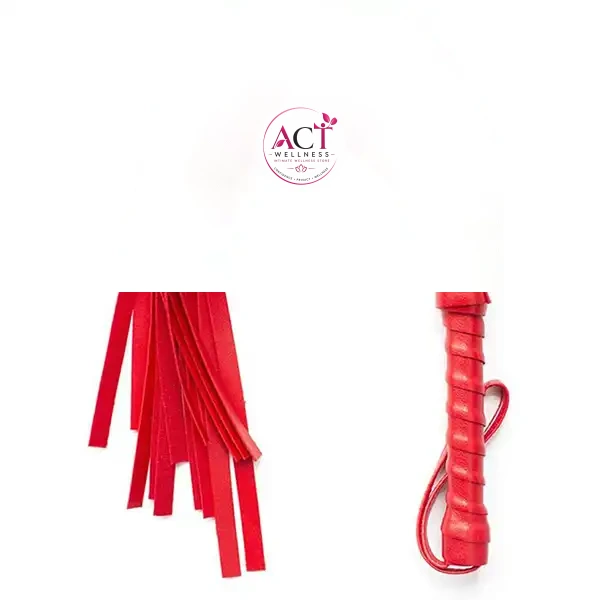 Red Faux leather whip with tassels for couples - Product Gallery View 2 | act wellness