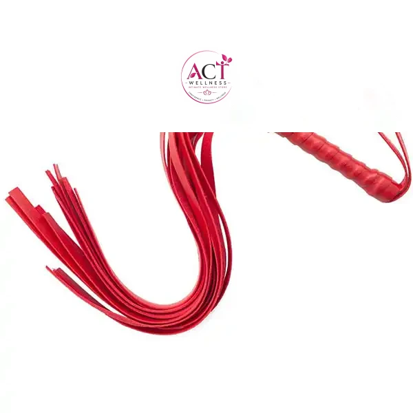 Red Faux leather whip with tassels for couples - Product Gallery View 3 | act wellness