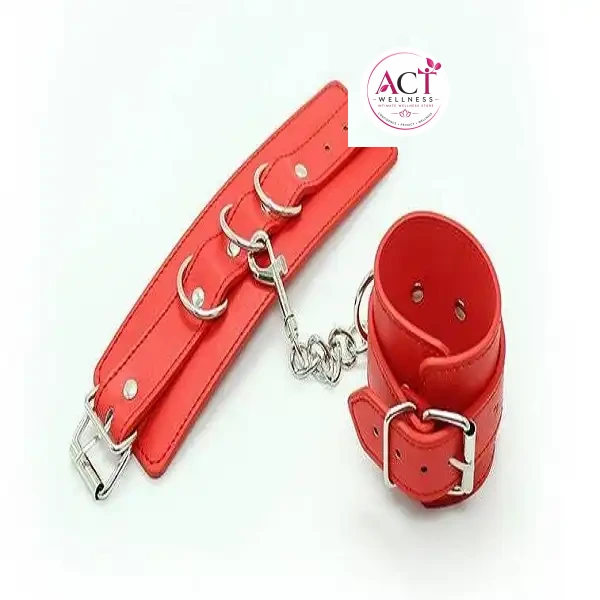 Red Soft BDSM Hand Cuffs - Product Gallery View 2 | act wellness