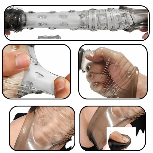 Reusable Crystal Delay Time Penis Sleeve Extender For Men - Product Gallery View 3 | act wellness