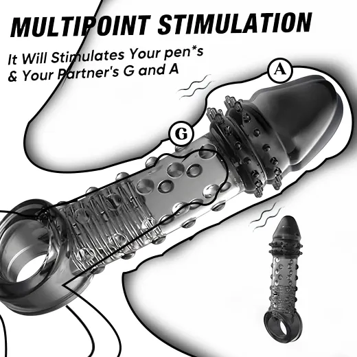 Reusable Crystal Delay Time Penis Sleeve Extender For Men - Product Gallery View 4 | act wellness