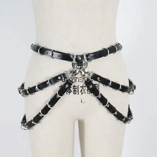 Romantic Body Harness Garter Belt With Metal Chain Waist Leg Cage - Product Gallery View 4 | act wellness