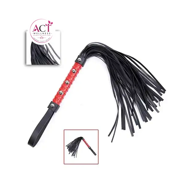 Romantic Leather Flogger Whip with Wrist Loop - Product Gallery View 3 | act wellness