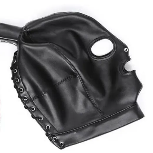 Sex Fetish Slave Hood Leather Mask - Product Gallery View 2 | act wellness