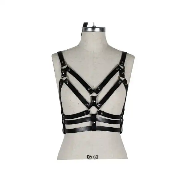 Sexy Chest Harness Leather Bandage Strappy Rave Bra for Women - Product Gallery View 4 | act wellness