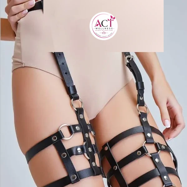 Sexy Women's Leather Harness From Waist To Leg Bondage - Product Gallery View 7 | act wellness