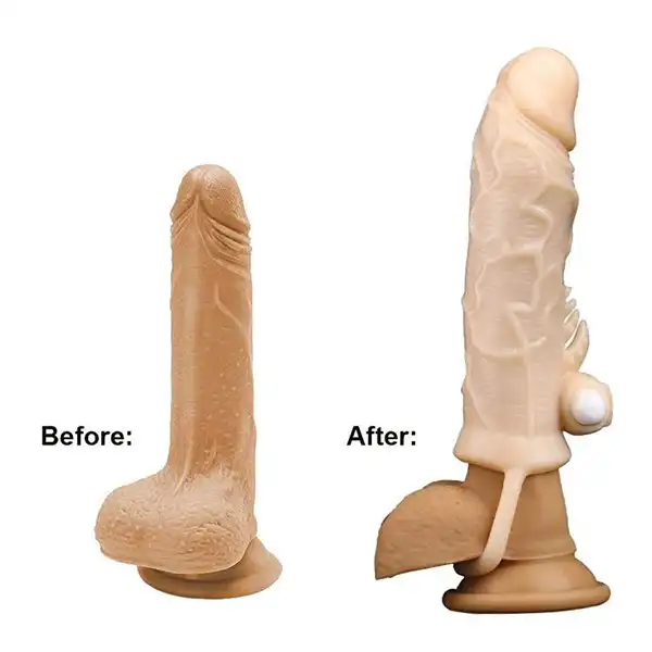 Silicone Condom Penis Sleeve Extender with Vibrator - Product Gallery View 2 | act wellness