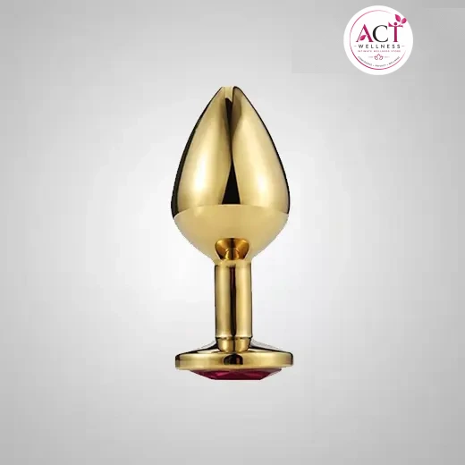 Small Golden Luxury Round Shaped Anal Butt Plug - Buy Online in India | act wellness - view 1