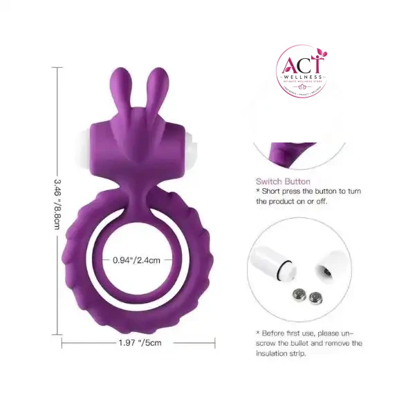 Soft Rabbit Vibrating Cock Ring For Men - Product Gallery View 2 | act wellness