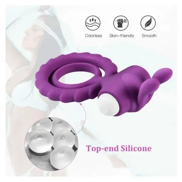 Soft Rabbit Vibrating Cock Ring For Men - Product Gallery View 3 | act wellness