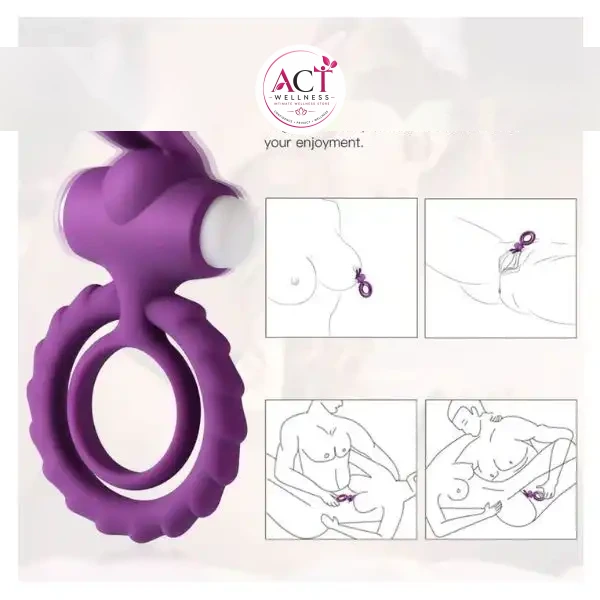 Soft Rabbit Vibrating Cock Ring For Men - Product Gallery View 4 | act wellness