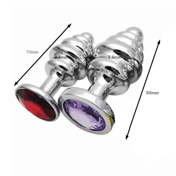 2pcs Spiral Metal Anal Prostate Jewelry Butt Plug - Product Gallery View 4 | act wellness