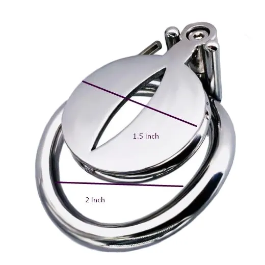 Stainless Steel Flat Chastity Cage Curve Ring Screw Locker - Product Gallery View 3 | act wellness