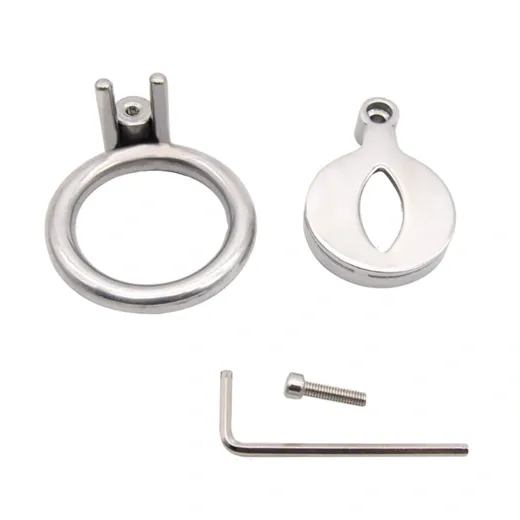 Stainless Steel Flat Chastity Cage Curve Ring Screw Locker - Product Gallery View 4 | act wellness