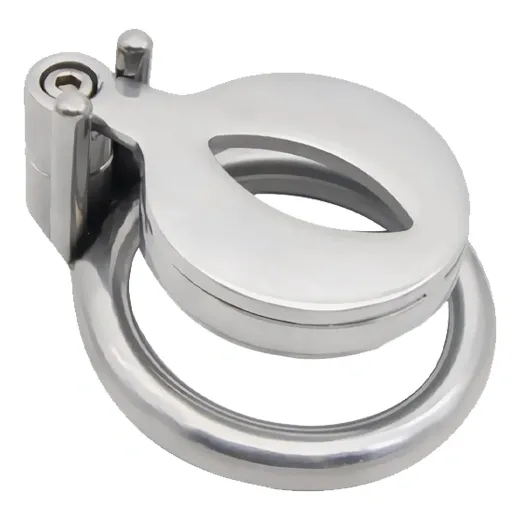 Stainless Steel Flat Chastity Cage Curve Ring Screw Locker - Product Gallery View 5 | act wellness