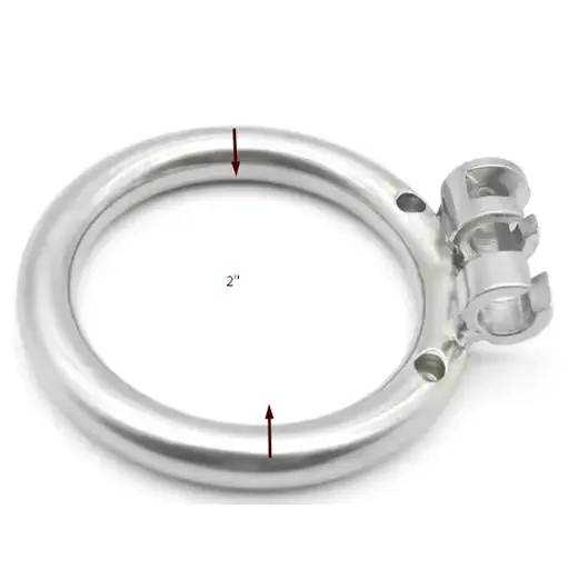 Stainless Steel Flat Chastity Cage With Urethral Penis Plug - Product Gallery View 3 | act wellness