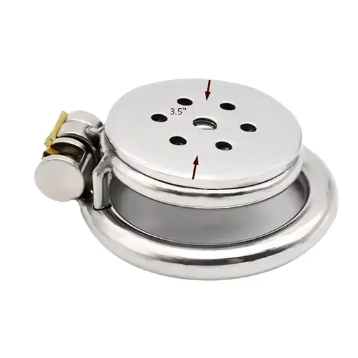 Stainless Steel Flat Chastity Cage With Urethral Penis Plug - Product Gallery View 4 | act wellness