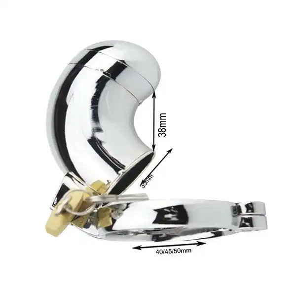 Stainless Steel Male Chastity Cage Bondage Penis Lock Ring - Product Gallery View 2 | act wellness