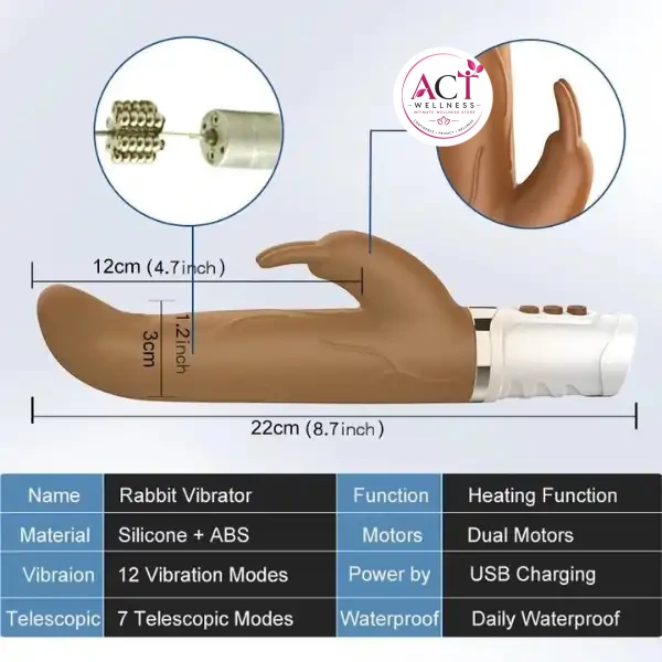 Telescopic Stretching Vibrating Dildo Usb Rechargable - Product Gallery View 2 | act wellness