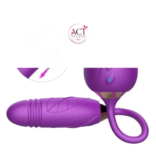 Multispeed Rose Clit Licking Vibrator With Dildo - Product Gallery View 2 | act wellness