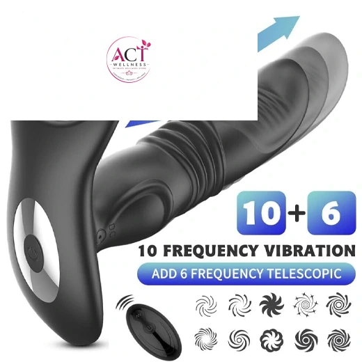 Thrusting Anal Vibrator Remote Control Prostate Massager - Product Gallery View 2 | act wellness