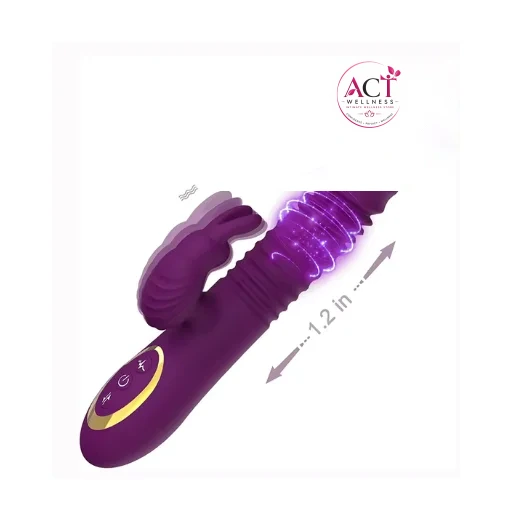 Thrusting Rabbit G Spot Clitoral Stimulator Vibrator with Magnetic Charging - Product Gallery View 3 | act wellness