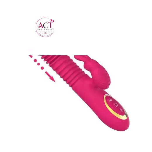 Thrusting Rabbit G Spot Clitoral Stimulator Vibrator with Magnetic Charging - Product Gallery View 4 | act wellness