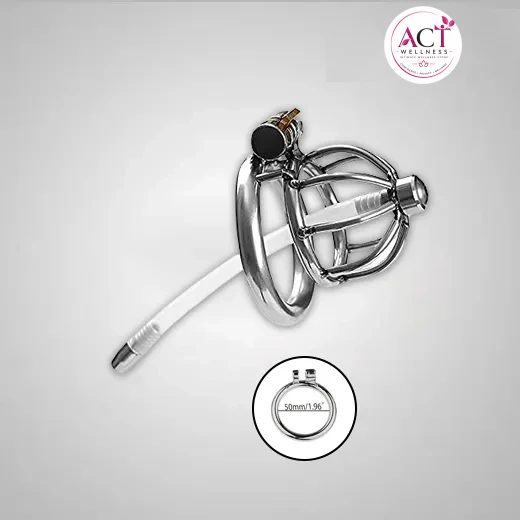 Tomi Stainless Steel Male Chastity Cock Cage With Urethral Tube For Men - Buy Online in India | act wellness - view 1