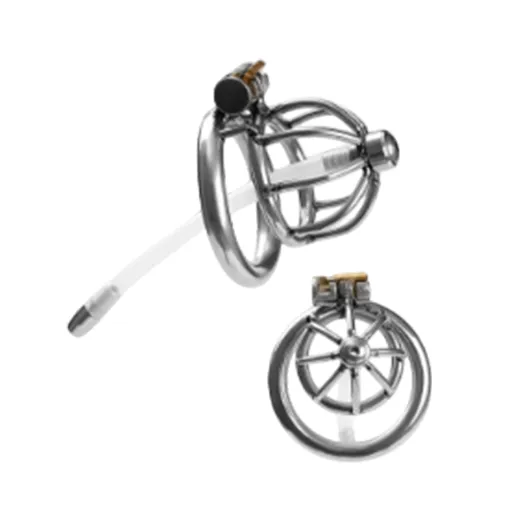 Tomi Stainless Steel Male Chastity Cock Cage With Urethral Tube For Men - Product Gallery View 2 | act wellness