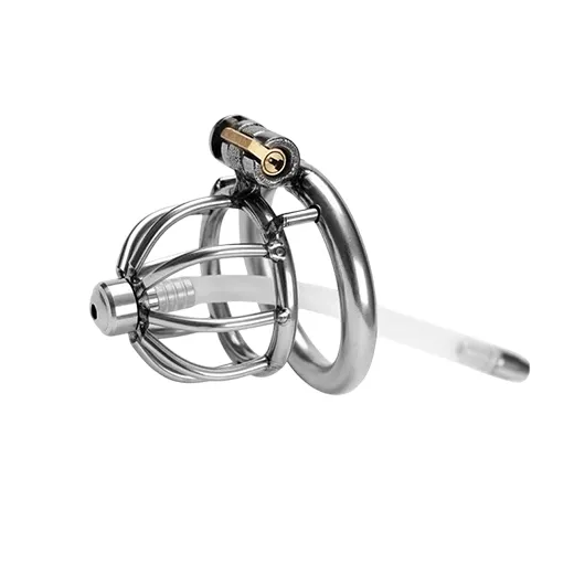 Tomi Stainless Steel Male Chastity Cock Cage With Urethral Tube For Men - Product Gallery View 3 | act wellness