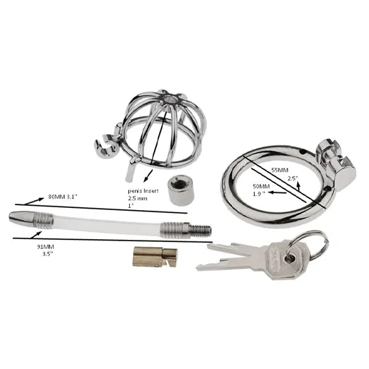 Tomi Stainless Steel Male Chastity Cock Cage With Urethral Tube For Men - Product Gallery View 4 | act wellness