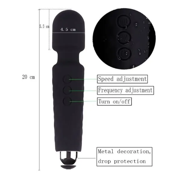 USB Rechargeable Multi Speed G-Spot Magic Wand Vibrator - Product Gallery View 2 | act wellness