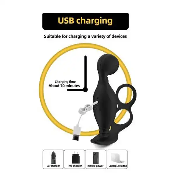 Vibrating 10 Modes Waterproof USB Charge Prostate Massager - Product Gallery View 3 | act wellness