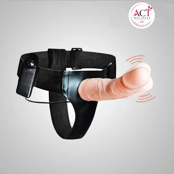 Vibrating Adjustable Hollow Strap-On Harness Flesh Dildo - Buy Online in India | act wellness - view 1