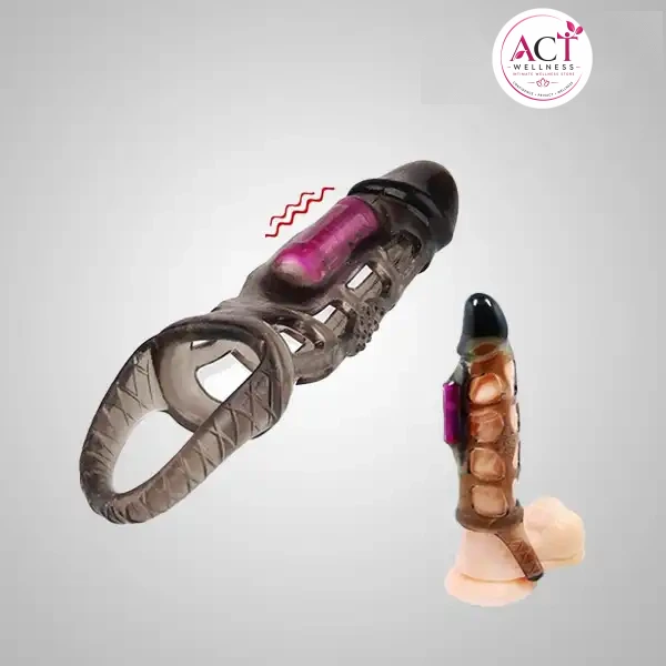 Vibrating Penis Extender with Cockring Reusable Condom Sleeve - Buy Online in India | act wellness - view 1