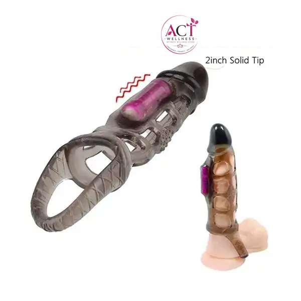 Vibrating Penis Extender with Cockring Reusable Condom Sleeve - Product Gallery View 5 | act wellness