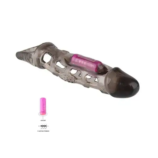 Vibrating Penis Extender with Cockring Reusable Condom Sleeve - Product Gallery View 7 | act wellness