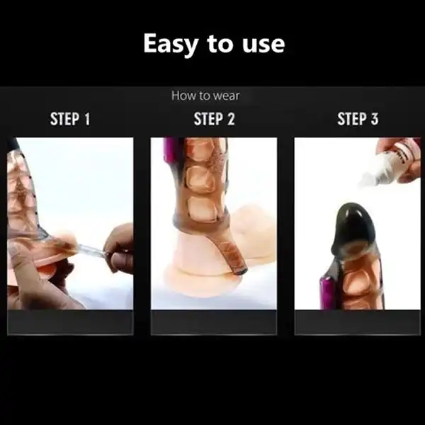 Vibrating Penis Extender with Cockring Reusable Condom Sleeve - Product Gallery View 8 | act wellness