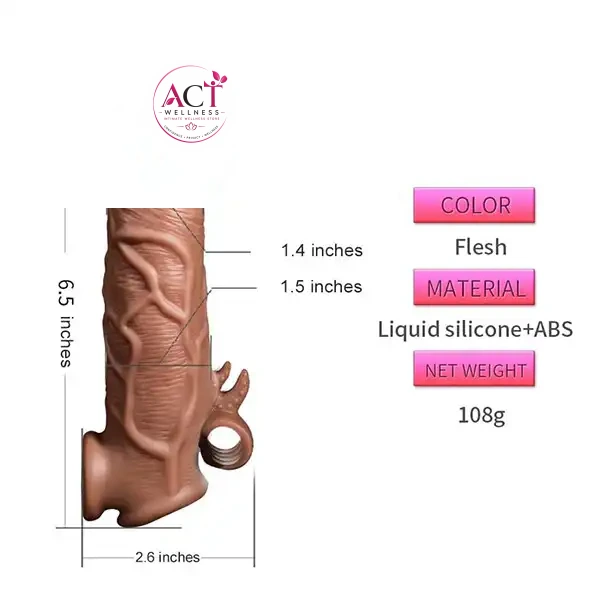 Realistic Penis Sleeve Thickened Condom - Product Gallery View 3 | act wellness
